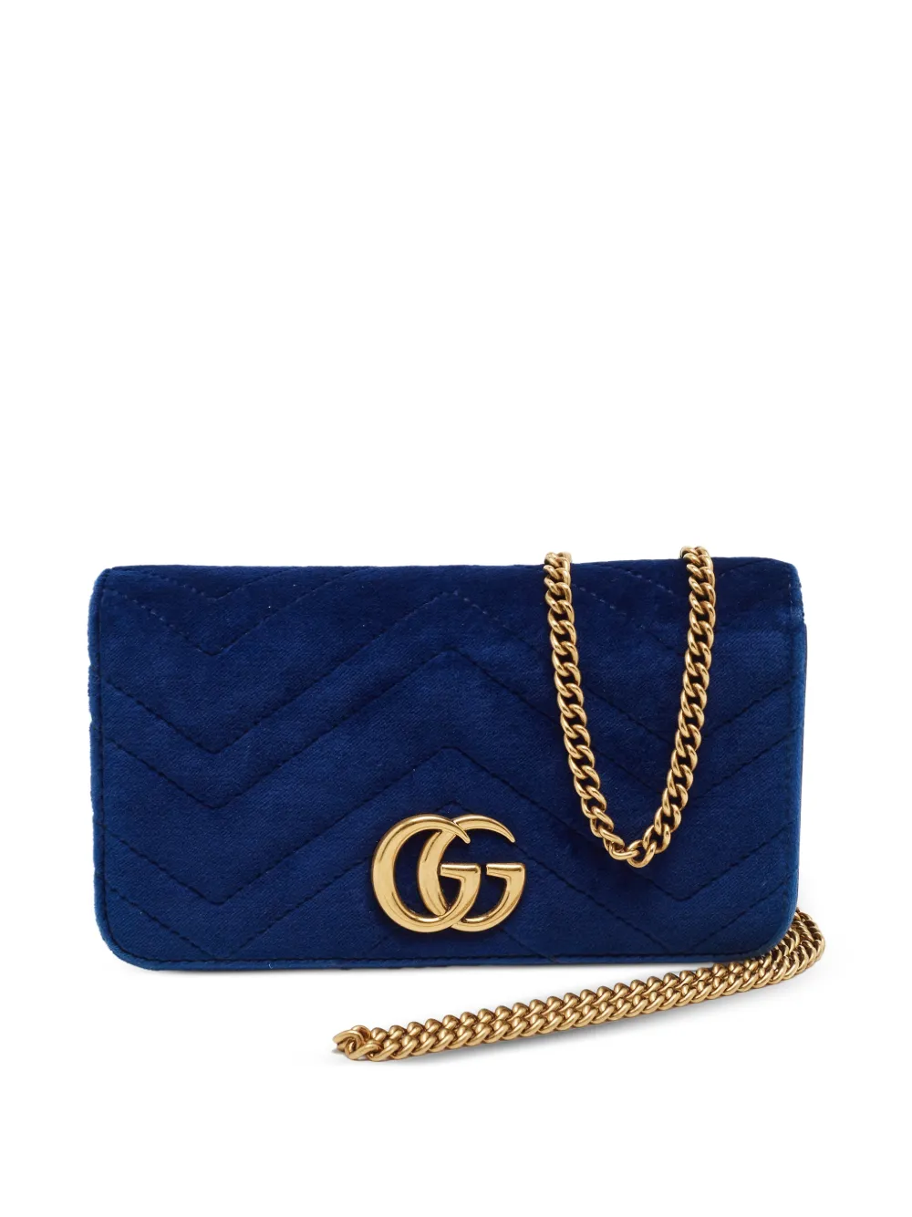 Gucci Pre-Owned Marmont chevron-quilted shoulder bag - Blu
