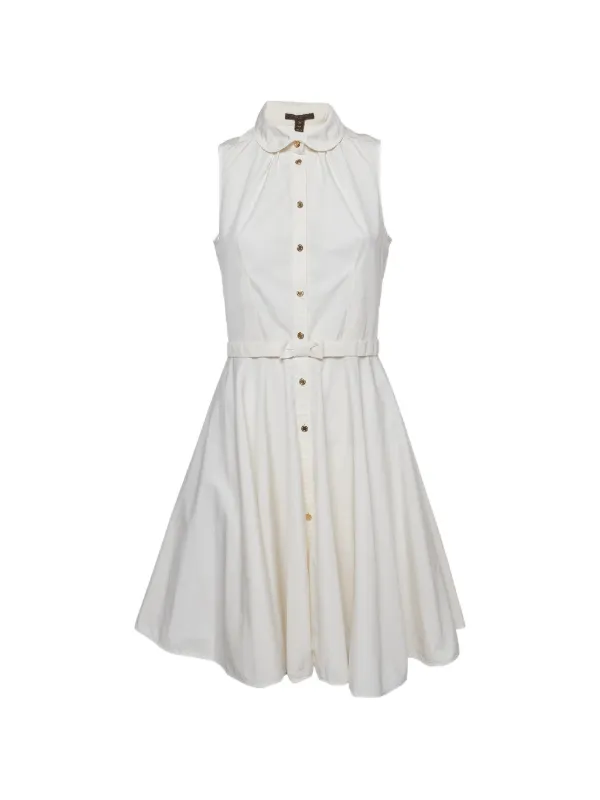 Louis Vuitton Pre-Owned bow-belt Sleeveless Mini Dress | White
