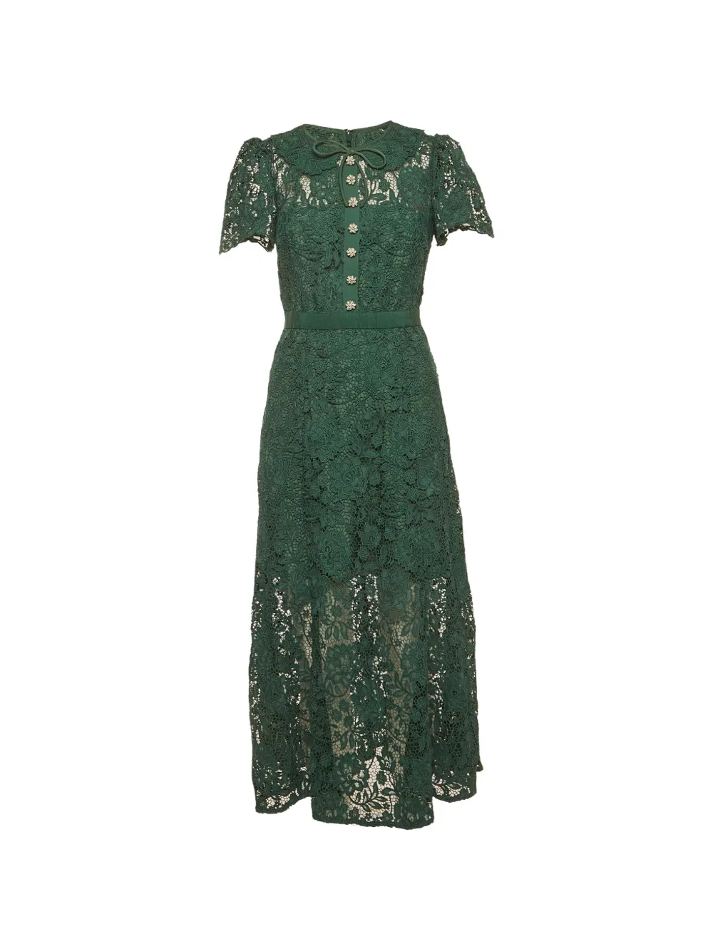 Self-Portrait floral-lace dress - Verde