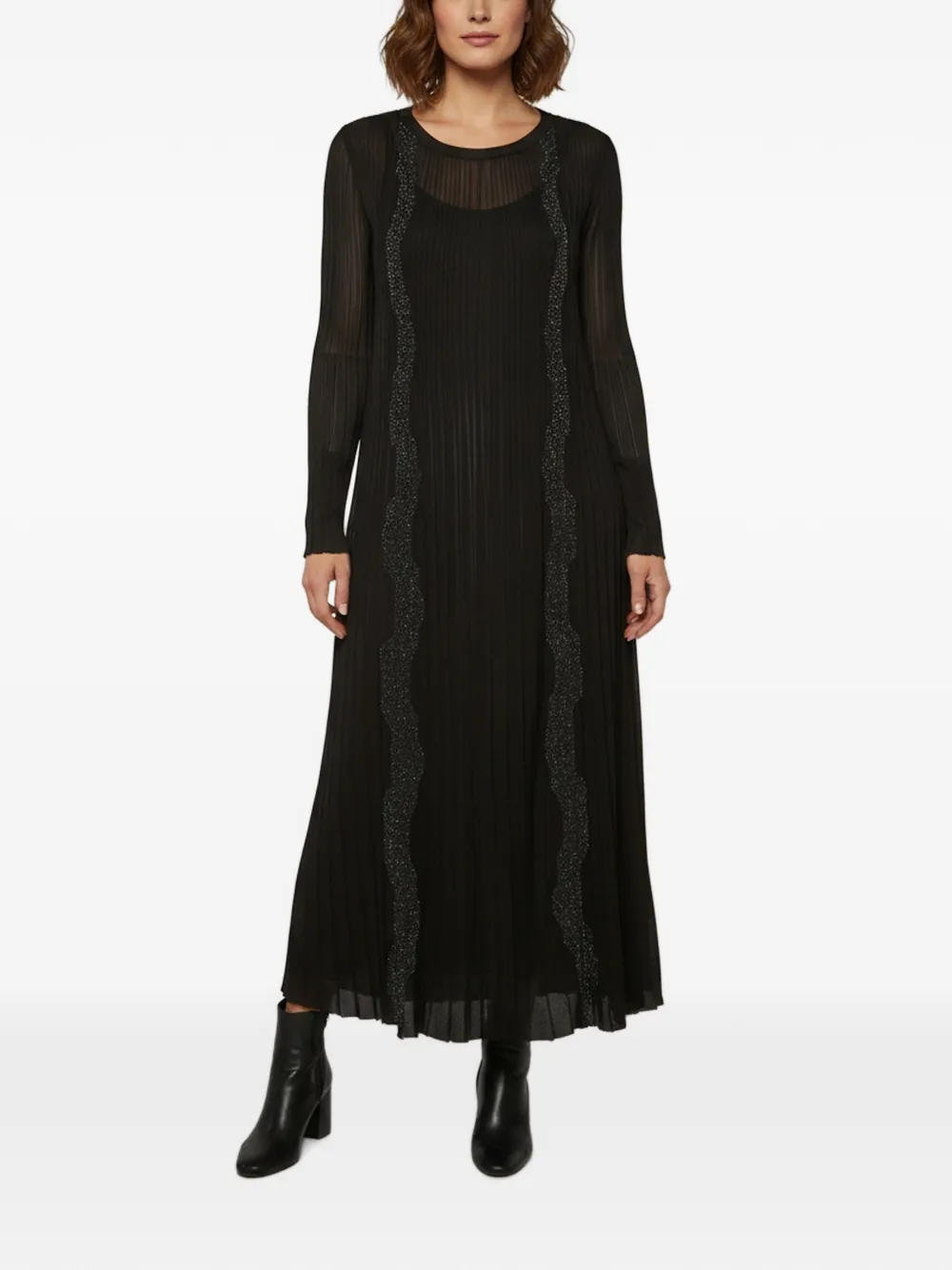 CHANEL Pre-Owned Geripptes Maxikleid - Schwarz