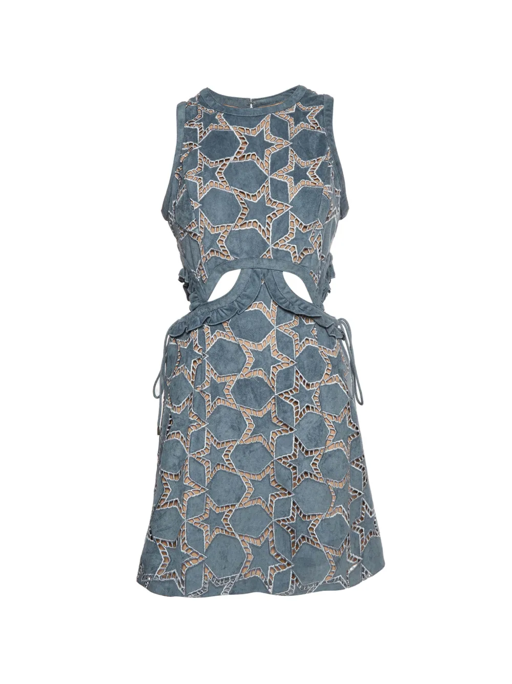 Self-Portrait embroidered cutout mini dress - Blue