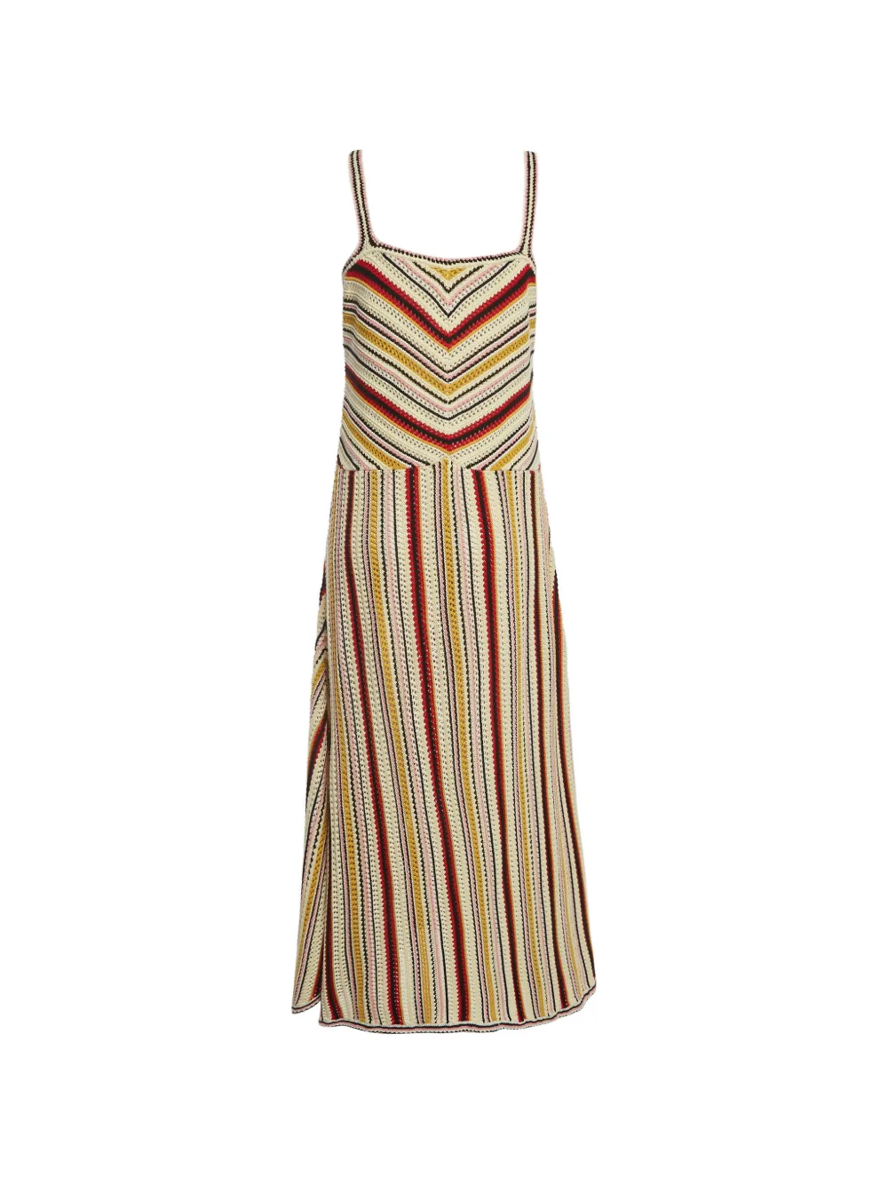 ZIMMERMANN striped crochet-knit midi dress - Nude