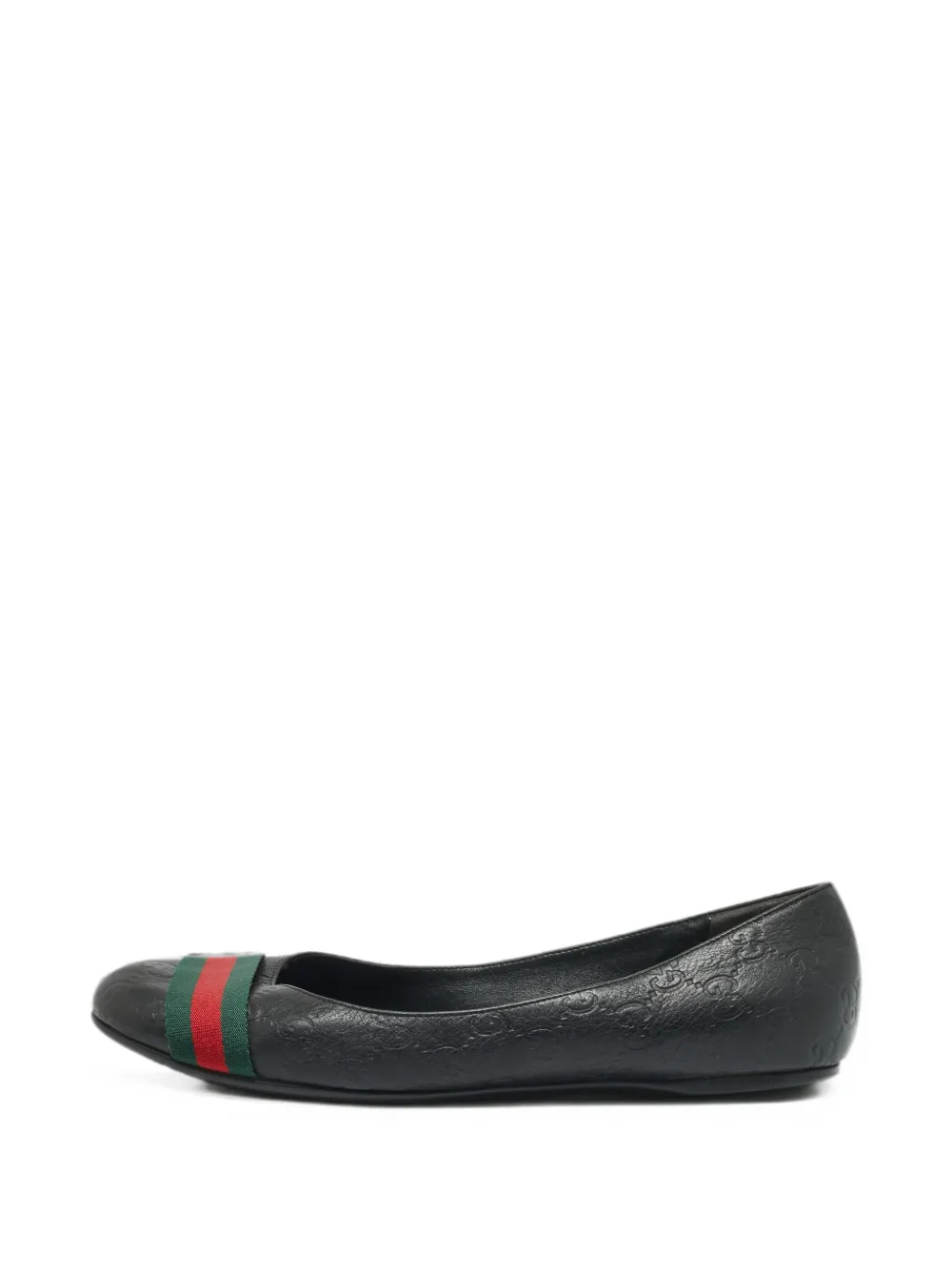 Gucci Pre-Owned Web round-toe ballet flats - Nero