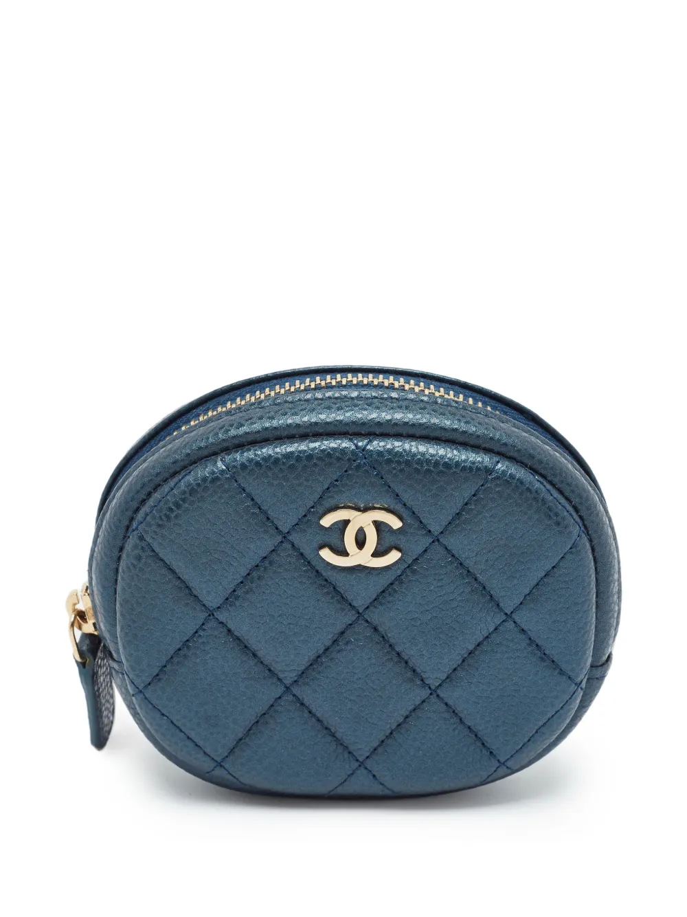 CHANEL Pre-Owned CC diamond-quilted coin purse - Blue