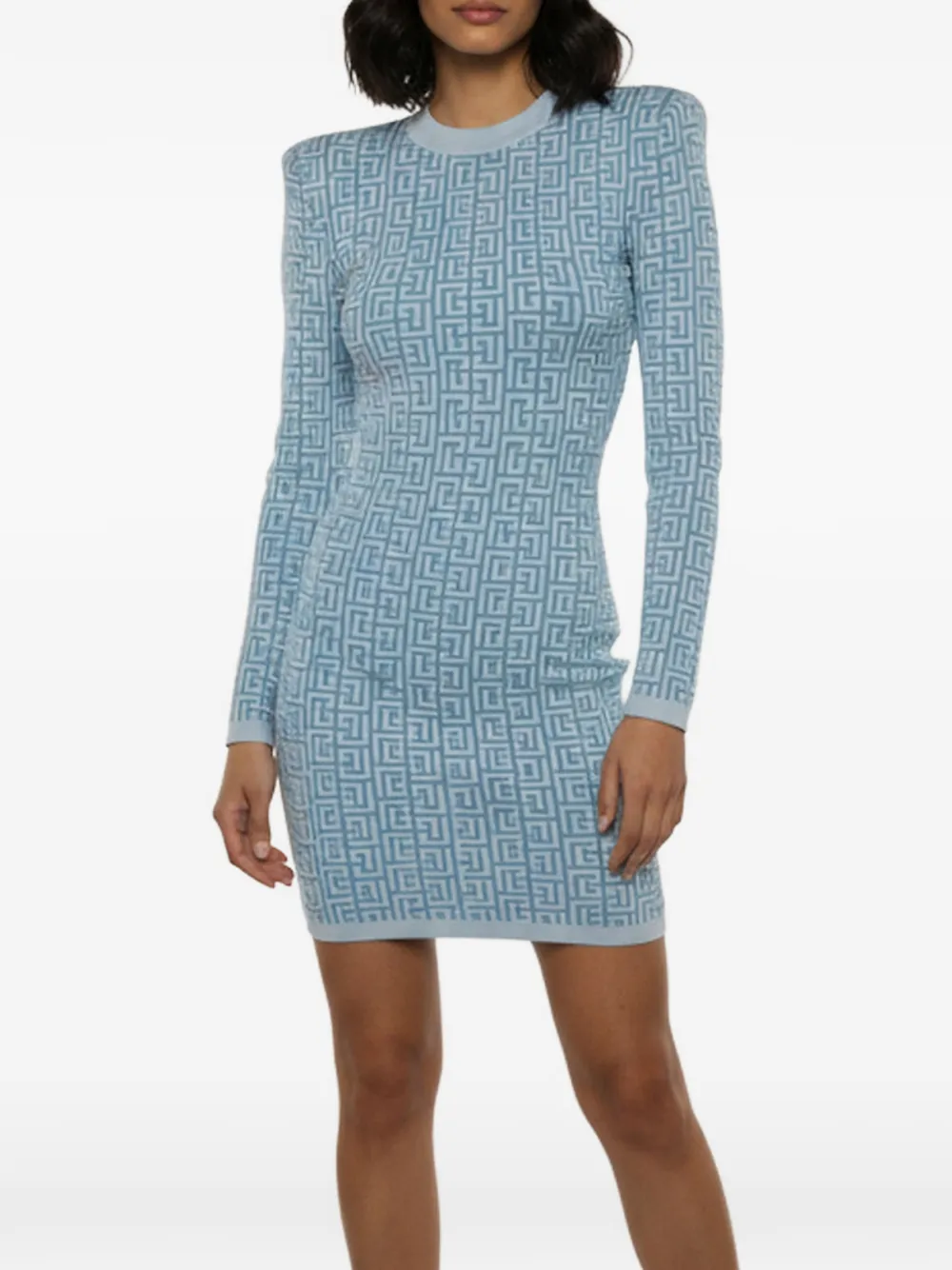 Balmain Pre-Owned Abito corto con monogramma - Blu