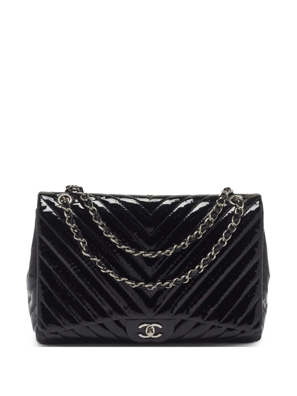 CHANEL Pre-Owned Classic Single Maxi chevron shoulder bag - Black