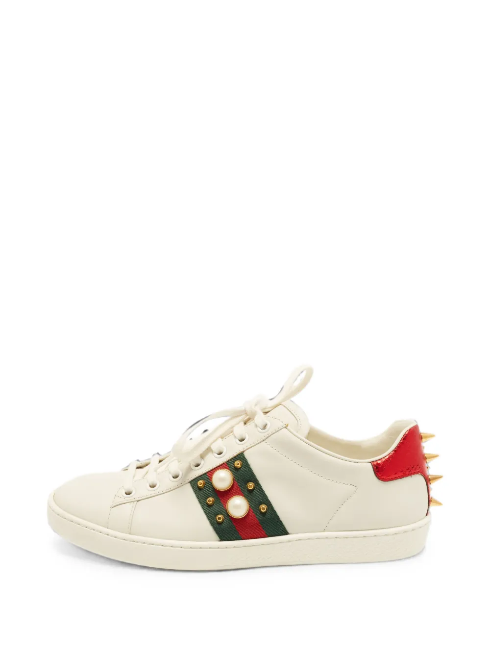 Gucci Pre-Owned Ace pearl-embellished sneakers - Weiß