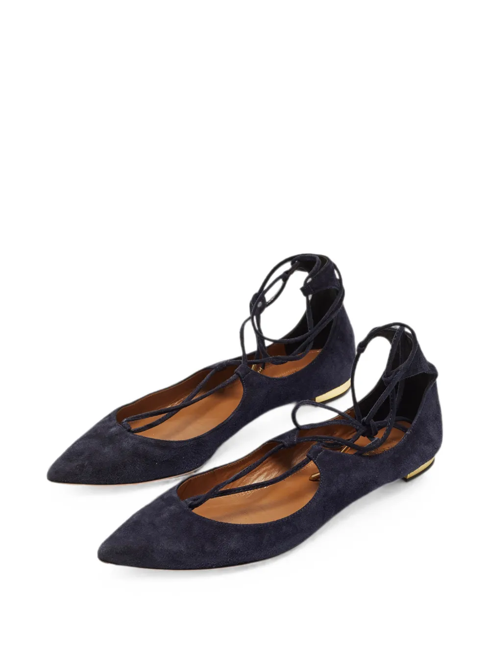 Aquazzura Christy lace-up flat pumps - Blau