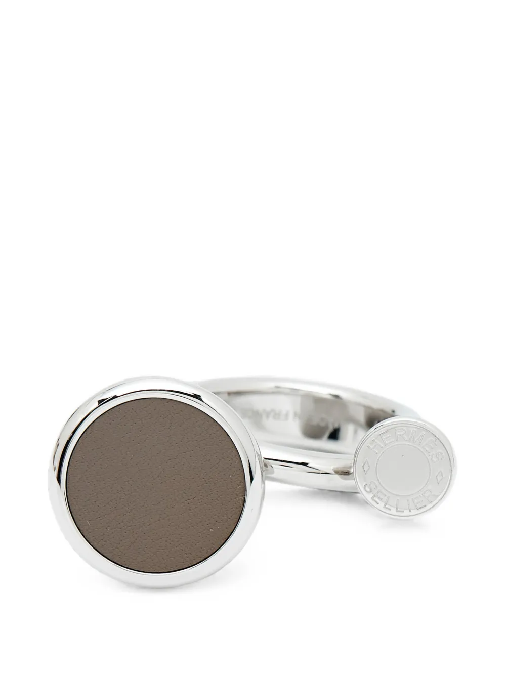 Hermès Pre-Owned Cor leather-detail ring - Silber