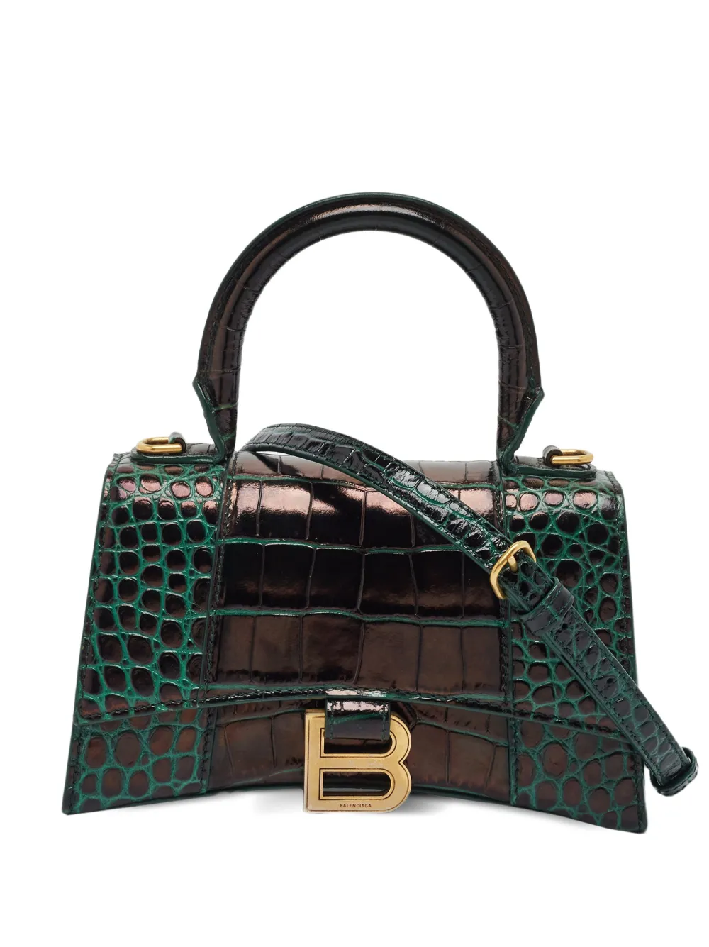 Balenciaga Pre-Owned XS Hourglass croc-embossed tote bag - Grün
