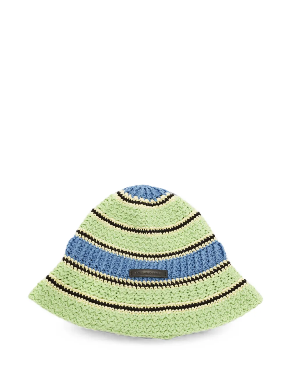 Pre-owned Stella Mccartney Striped Crochet Bucket Hat In Green