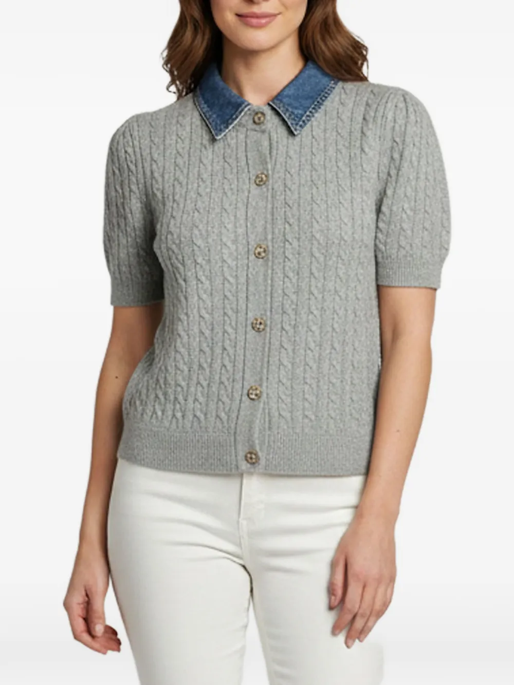 SANDRO cable-knit cardigan - Grigio