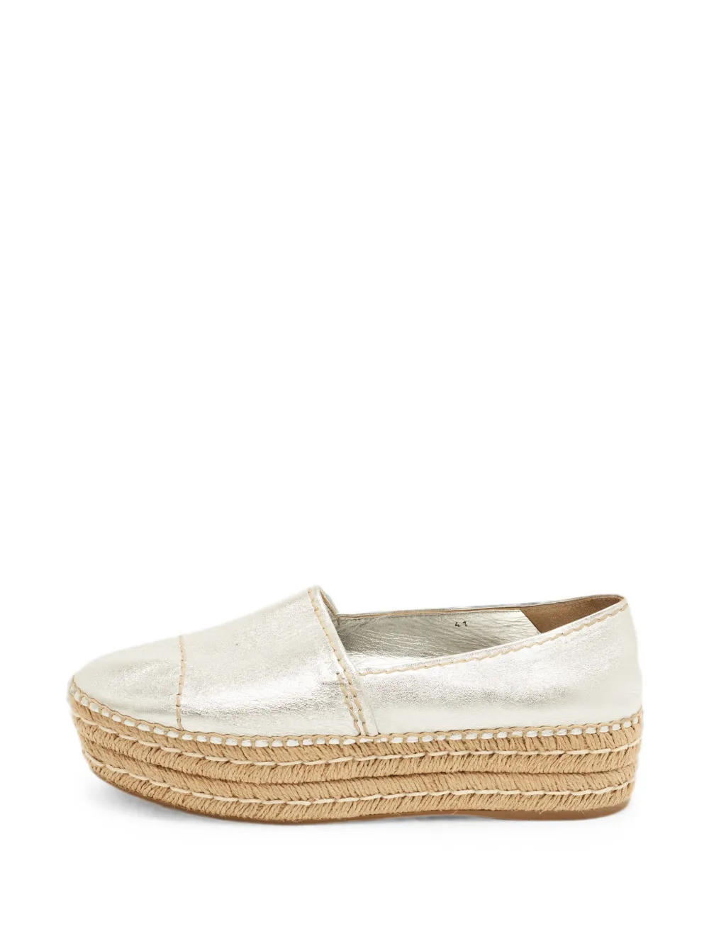 Prada Pre-Owned leather platform flat espadrilles - Silber