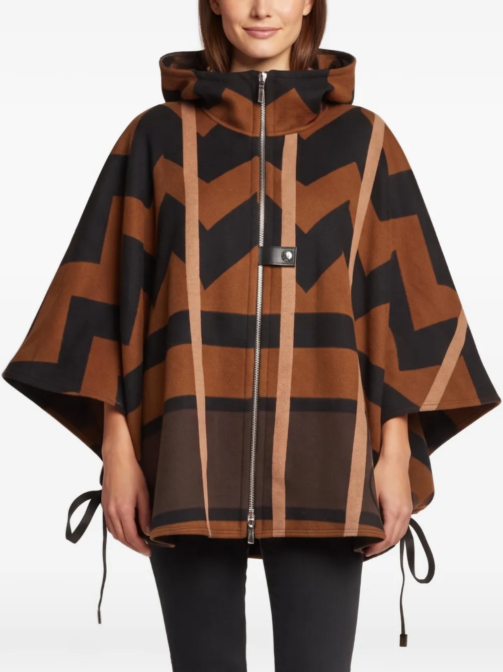 Louis Vuitton Pre-Owned wool geometric-print hooded cape - Brown