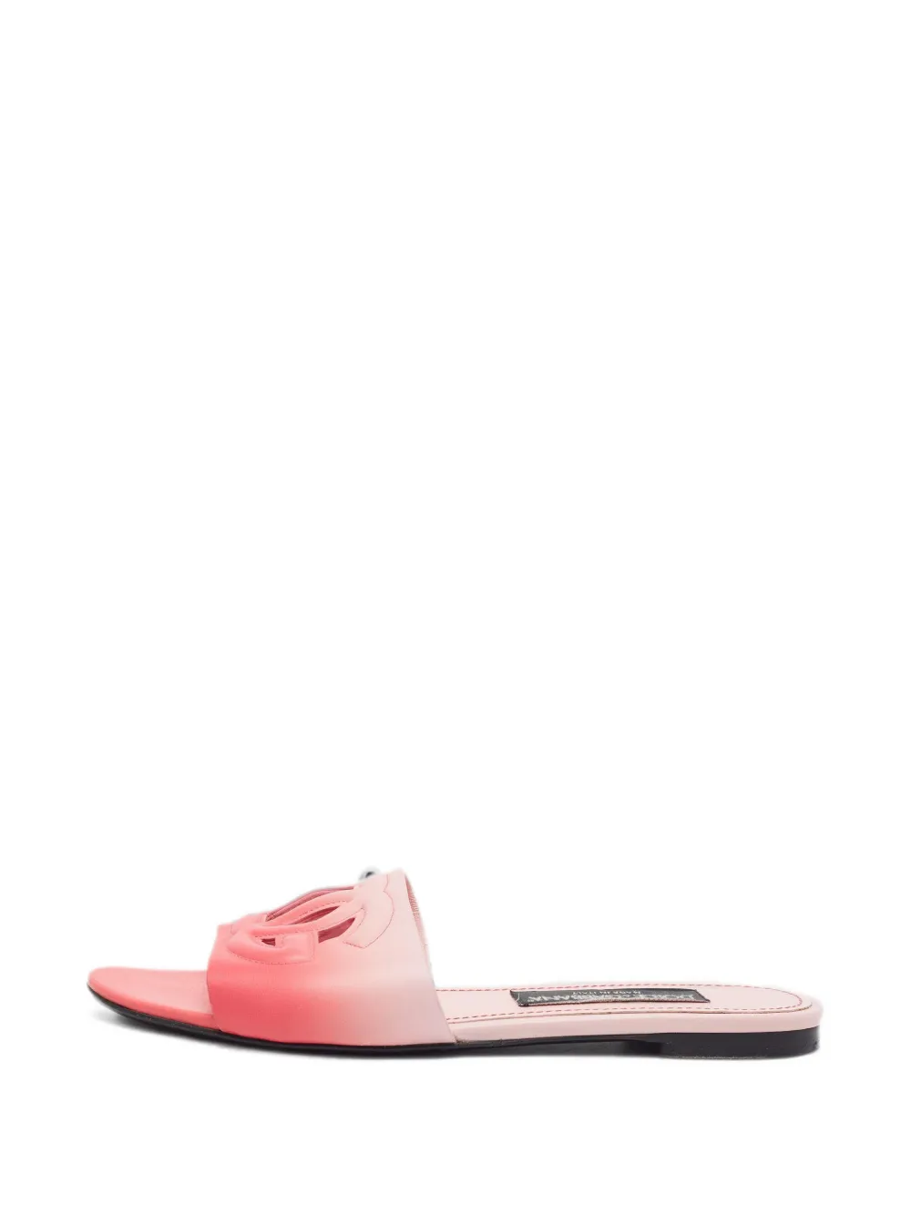 Pre-owned Dolce & Gabbana Logo Leather Slides In Red