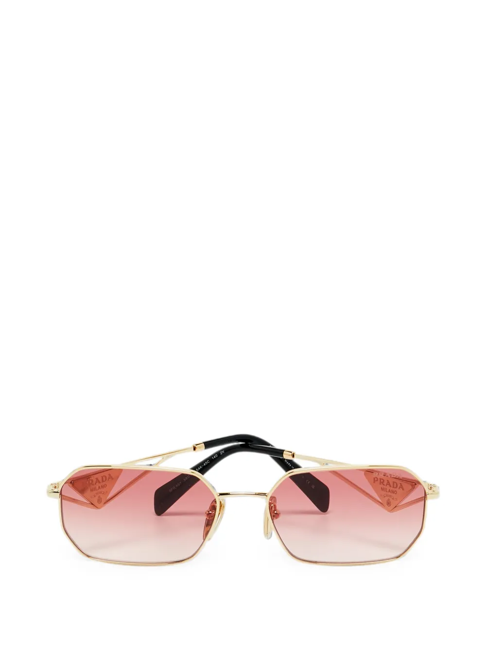 Prada Pre-Owned Triangle-logo rectangle-frame sunglasses - Rosa