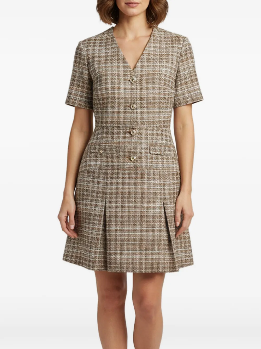 Maje tweed buttoned mini dress - Braun