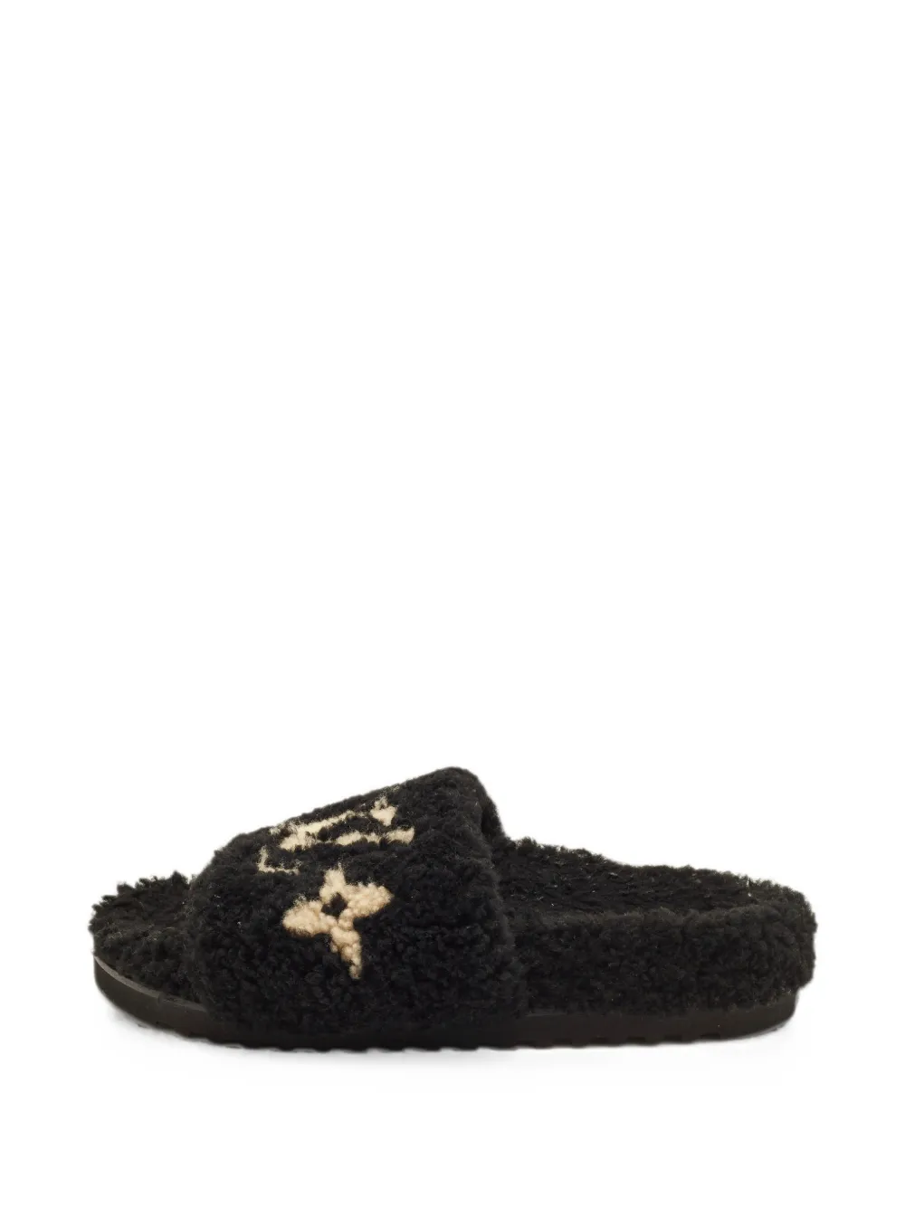 Louis Vuitton Pre-Owned Paseo monogram shearling slides - Schwarz