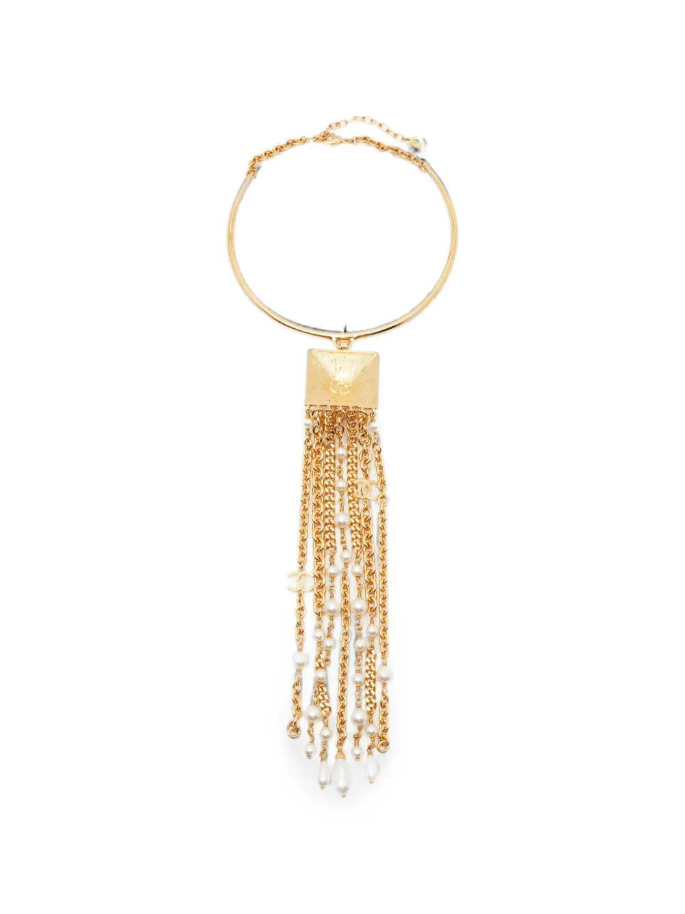 CHANEL Pre-Owned CC Lion faux-pearl embellished necklace - Gold