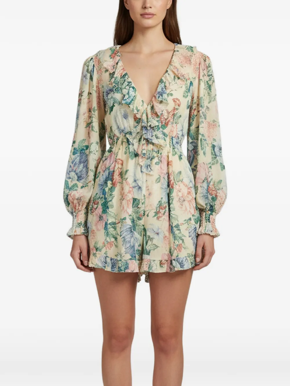 ZIMMERMANN floral-print cotton playsuit - Neutrals