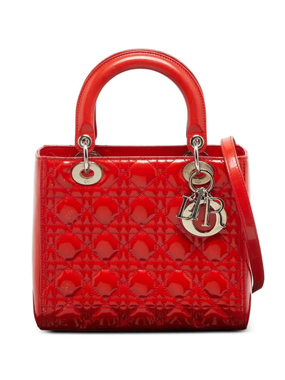 Christian Dior Pre-Owned 2012 medium Lady Dior Cannage tote bag - Red