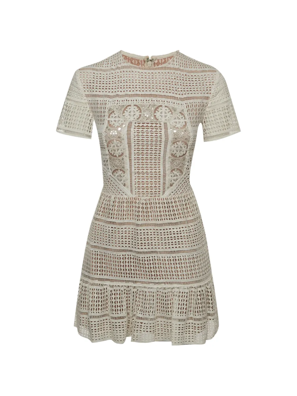 Self-Portrait patchwork guipure lace mini dress - White
