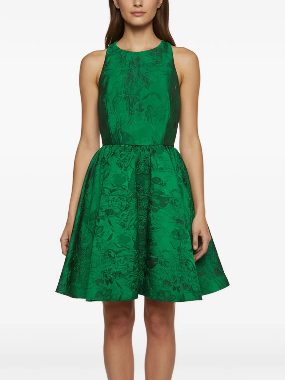 alice + olivia floral-jacquard racerback dress - Verde