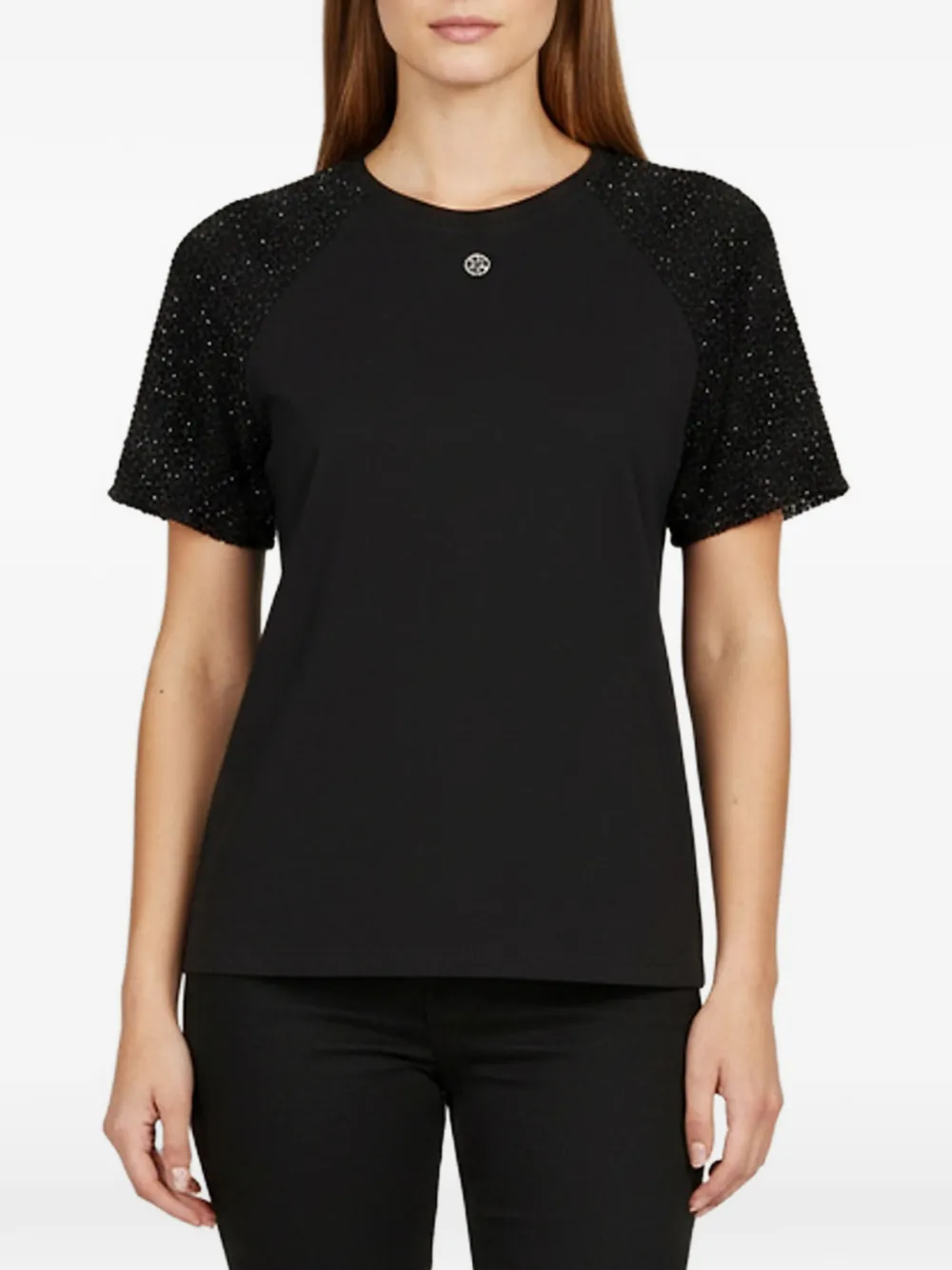 Maje tweed raglan-sleeve T-shirt - Schwarz