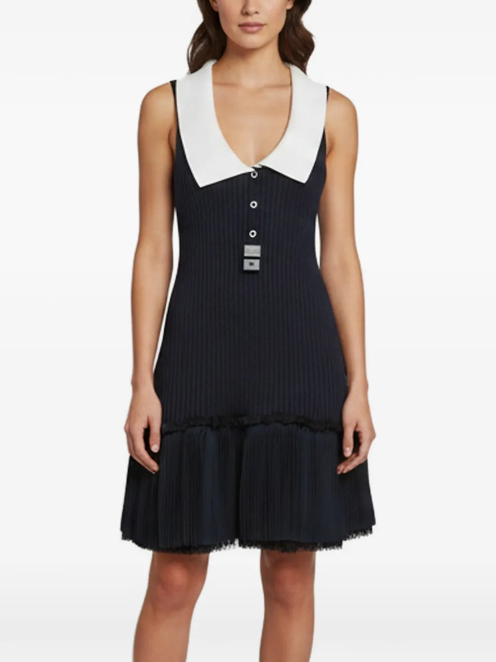Louis Vuitton Pre-Owned ribbed-knit pleated-skirt mini dress - Blau