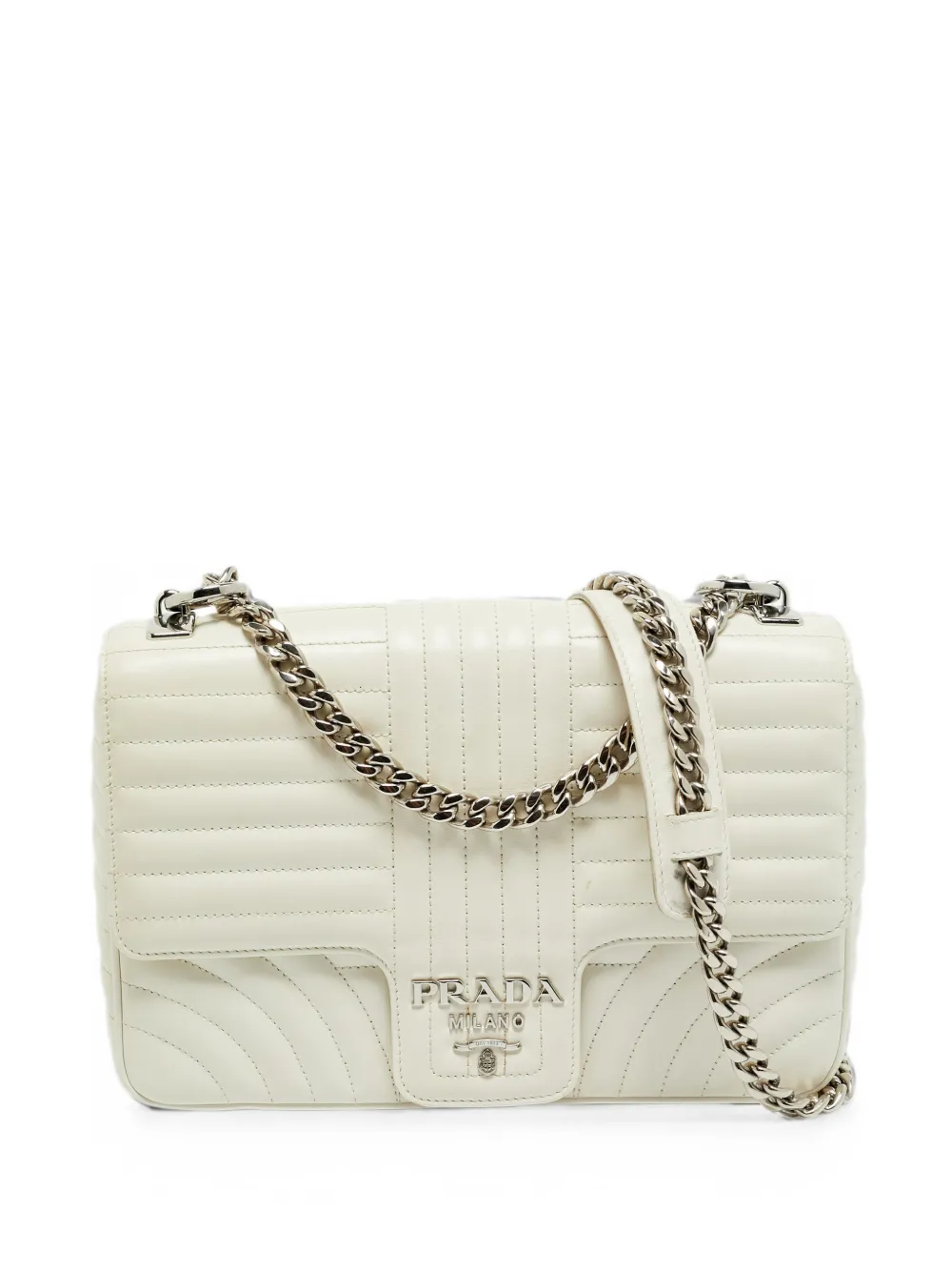 Prada Pre-Owned Diagramme quilted shoulder bag - Bianco