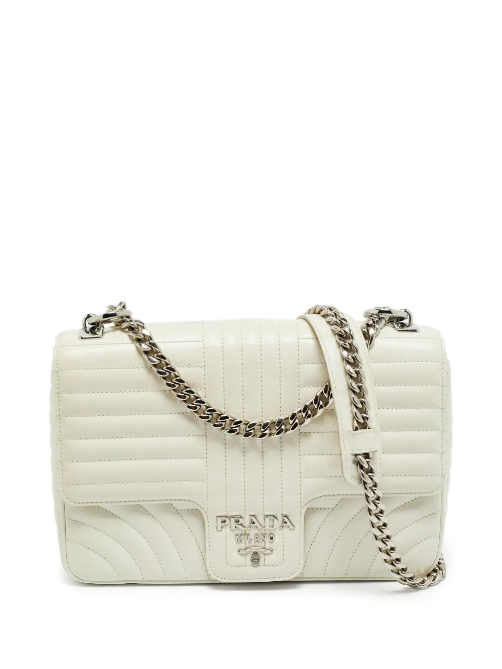 Prada Pre-Owned Diagramme quilted shoulder bag - Bianco