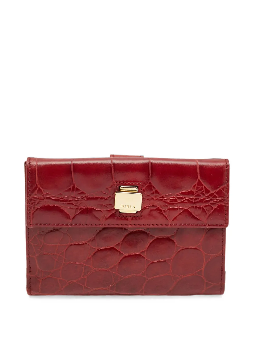 Furla croc-embossed leather wallet - Rot