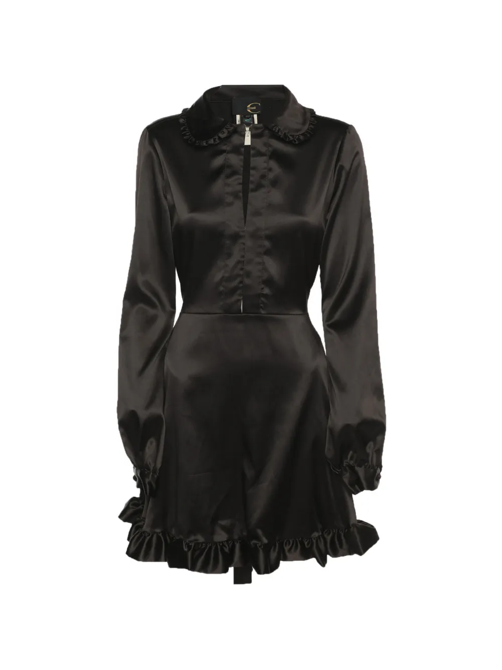 Just Cavalli Vintage ruffle-trim belted mini dress - Nero