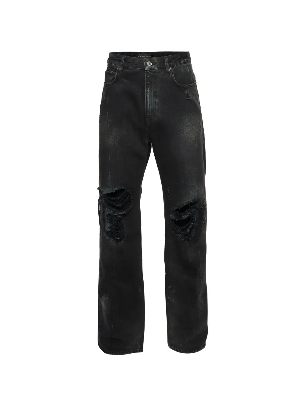 Balenciaga Pre-Owned distressed straight-leg jeans - Schwarz