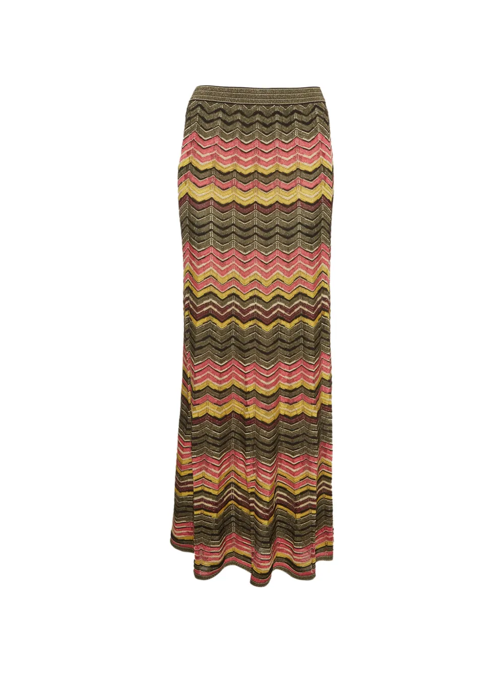 Pre-owned Missoni Zig-zag Knitted Maxi Skirt In Green
