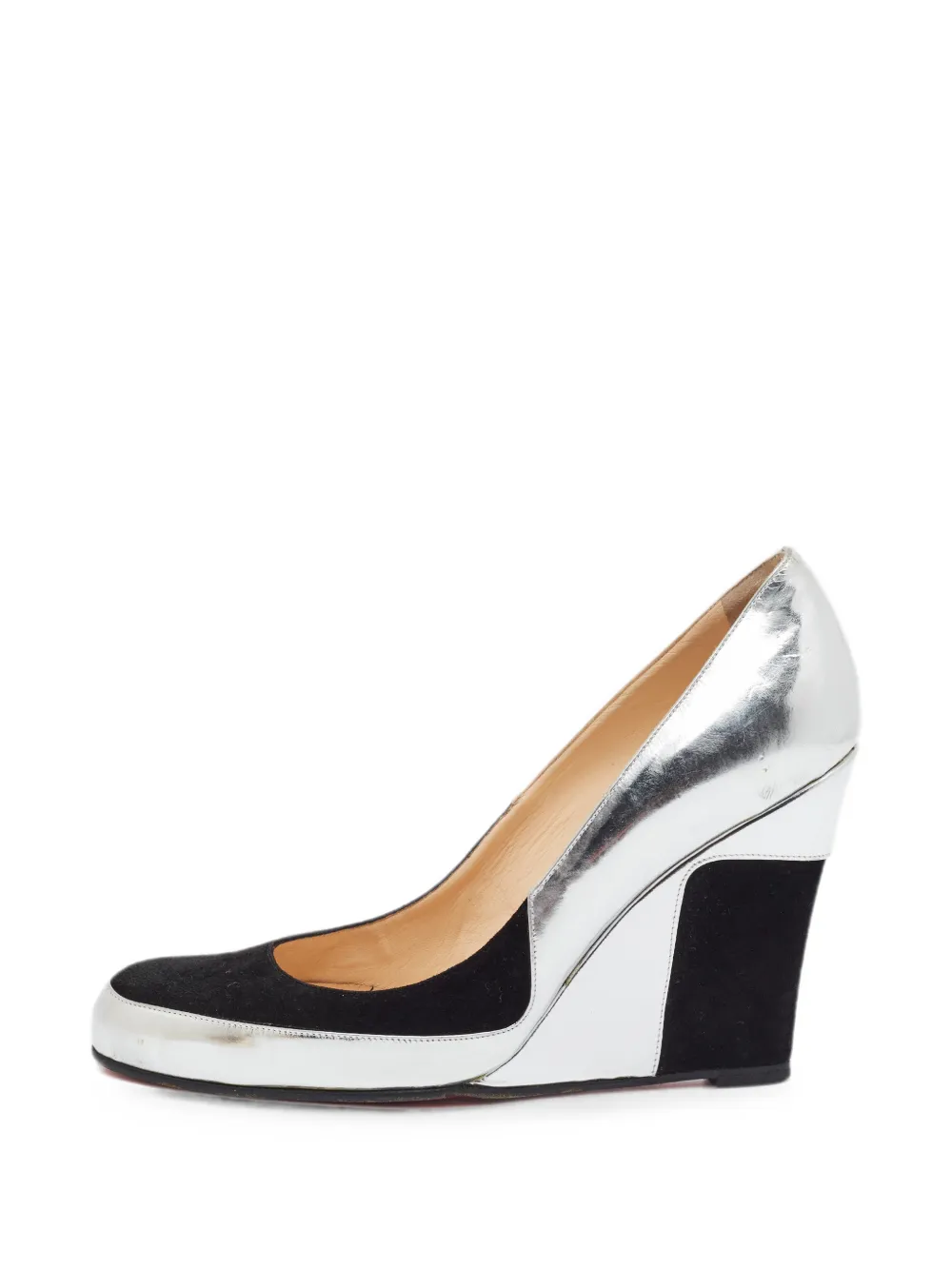 Christian Louboutin Pre-Owned contrast-panel wedge pumps - Silber