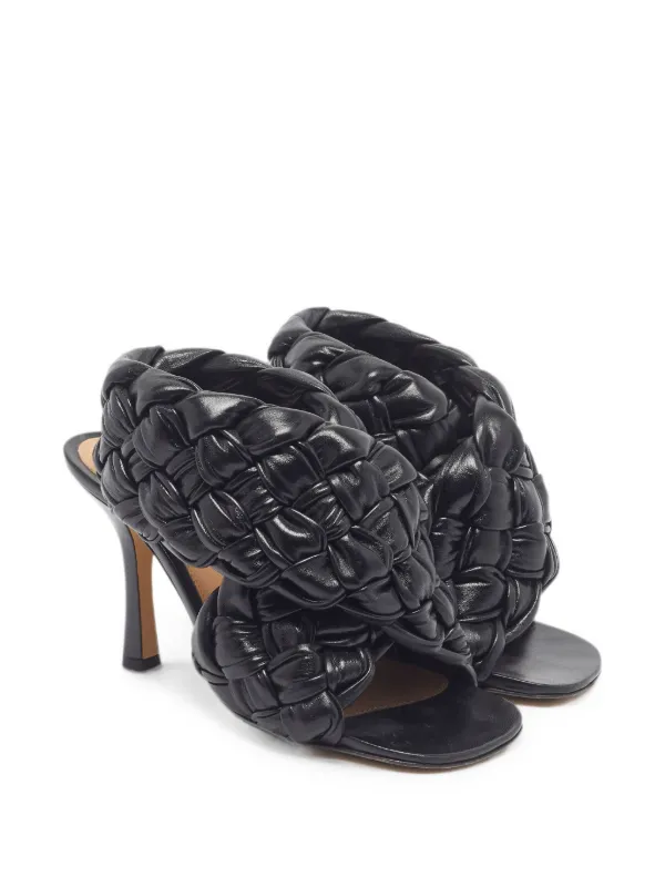 ボッテガヴェネタ イントレチャート レザー サンダル 43(27〜28.5) Bottega Veneta Pre-Owned イントレチャート サンダル | ブラック
