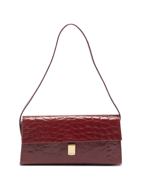 Furla croc-embossed flap shoulder bag