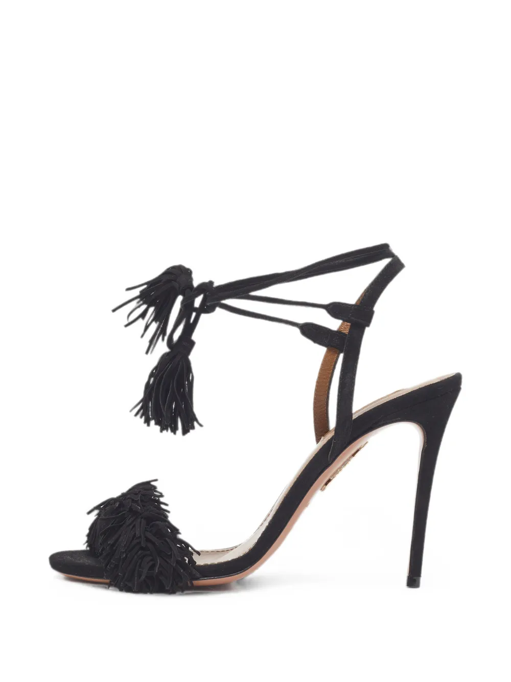 Aquazzura Wild Thing fringed-trim heeled sandals - Nero