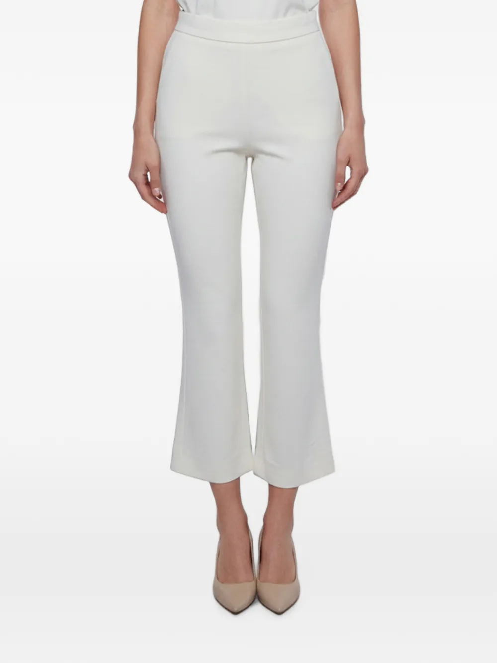 Max Mara flared-hem regular-fit cropped trousers - White