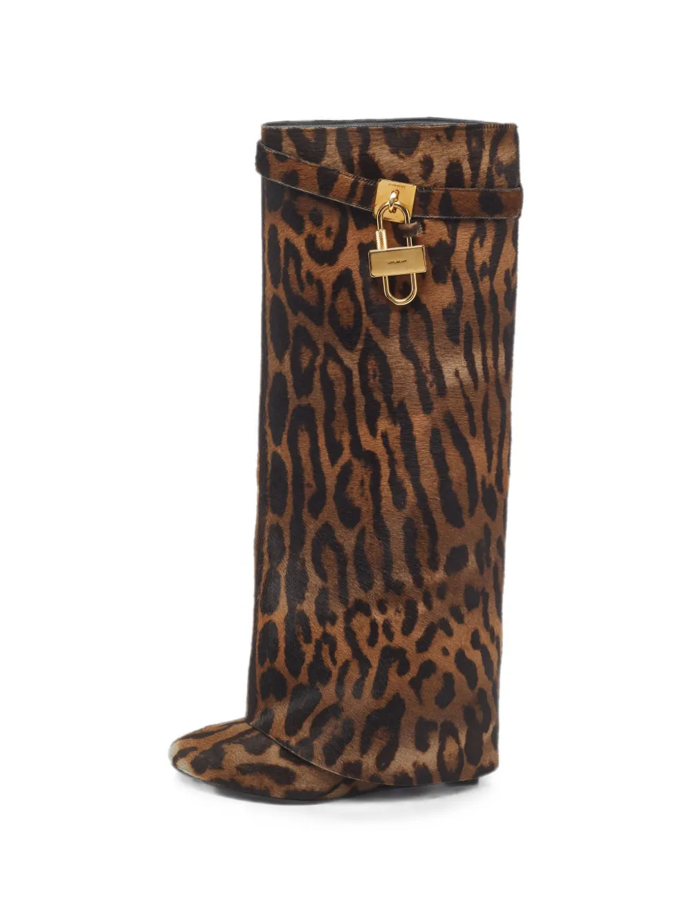 Givenchy Pre-Owned Shark Lock leopard-print knee-high boots - Braun