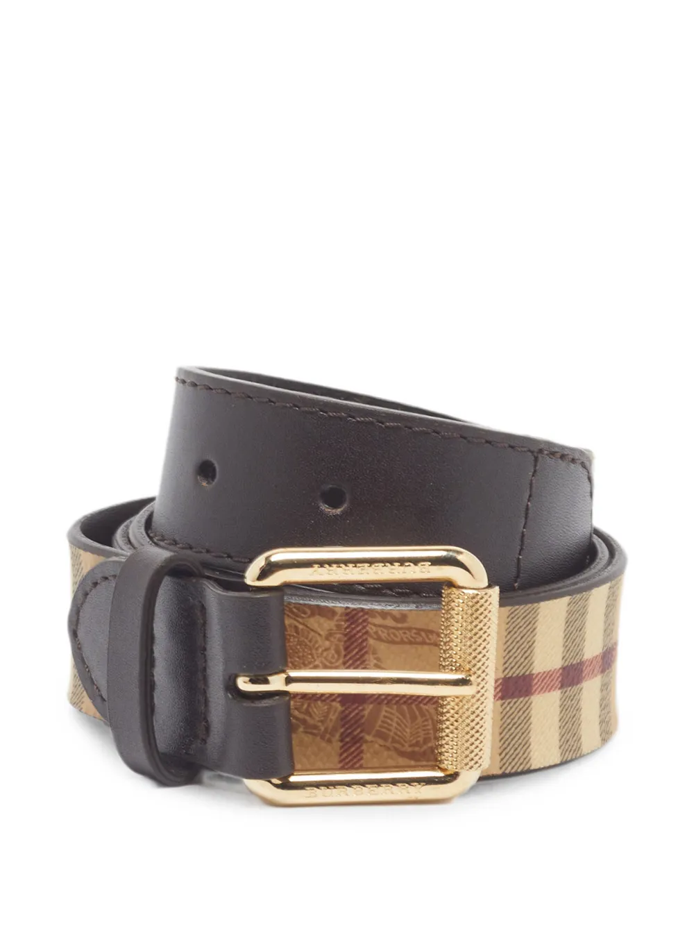 Burberry Pre-Owned Haymarket check buckle belt - Marrone