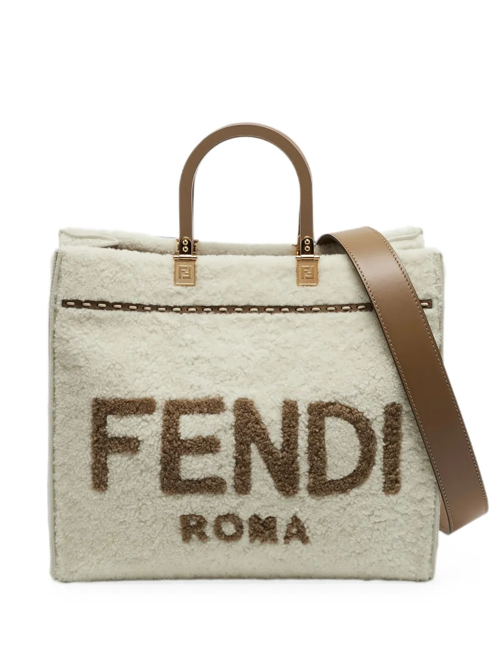 Fendi Pre-Owned 2021 medium Sunshine shearling tote bag - Toni neutri