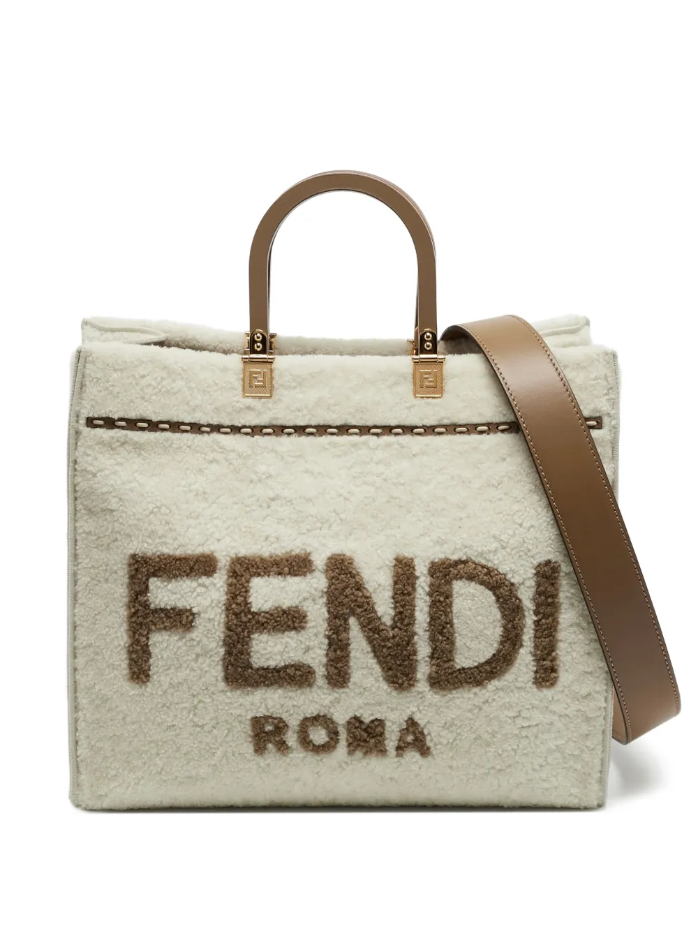 Fendi Pre-Owned 2021 medium Sunshine shearling tote bag - Toni neutri