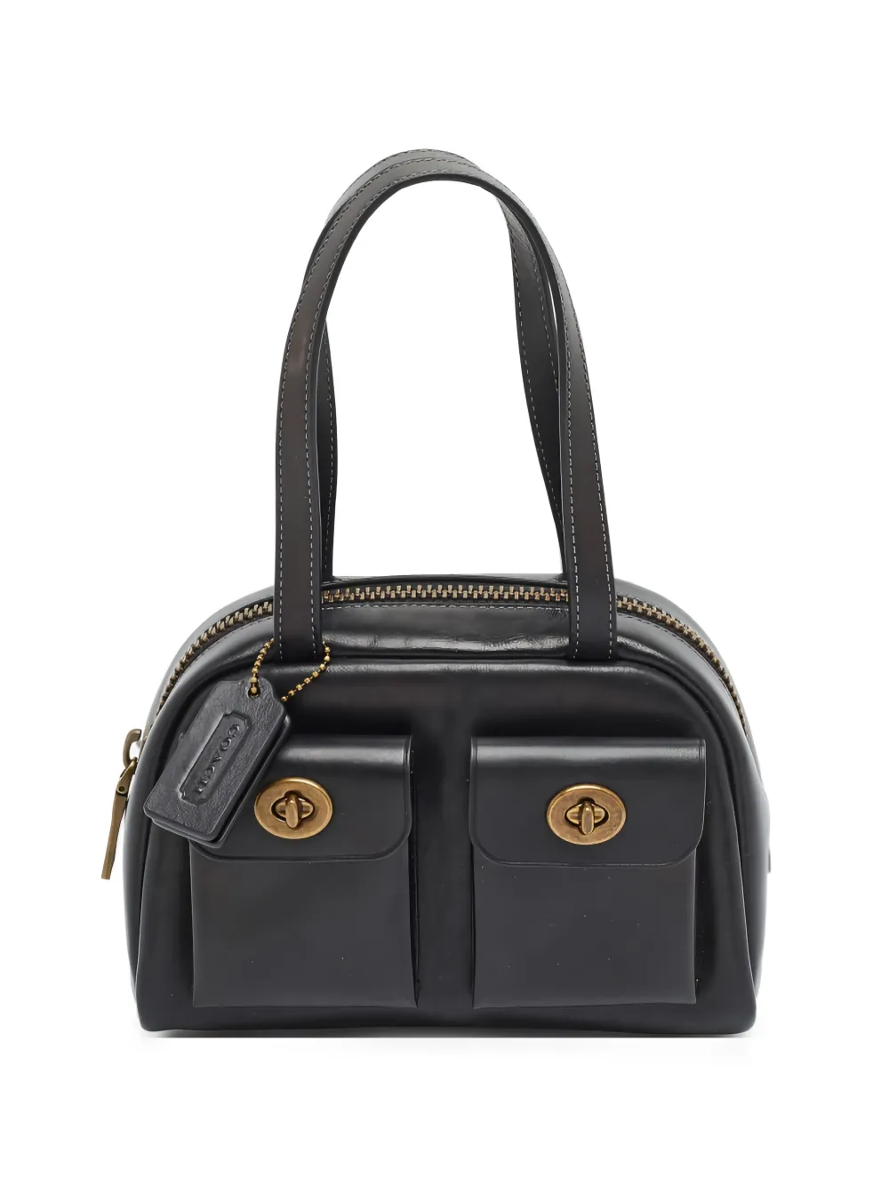 Coach Twin Turnlock leather satchel bag - Schwarz