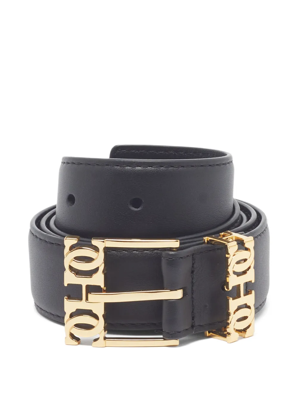 Carolina Herrera Vintage CH-logo leather belt - Schwarz