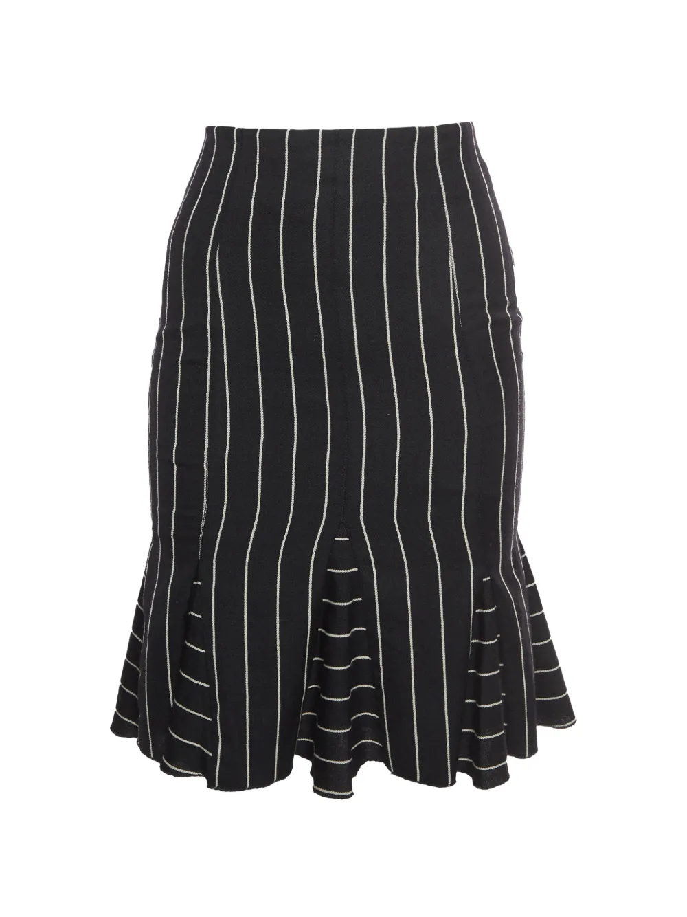 Emporio Armani Pre-Owned stripe wool midi skirt - Nero