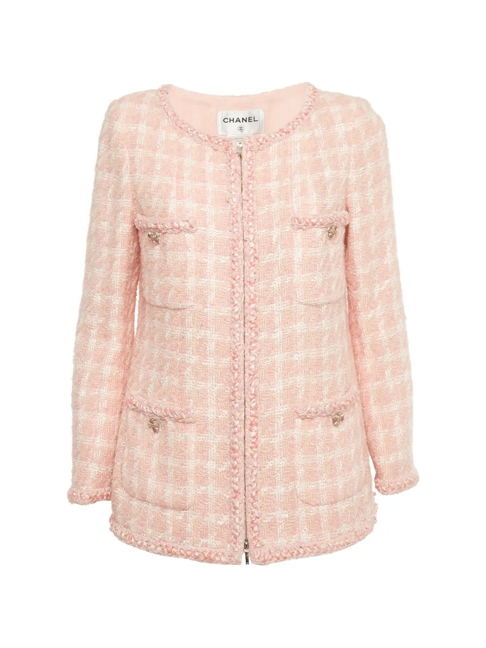 CHANEL Pre-Owned zip-up tweed jacket - Pink