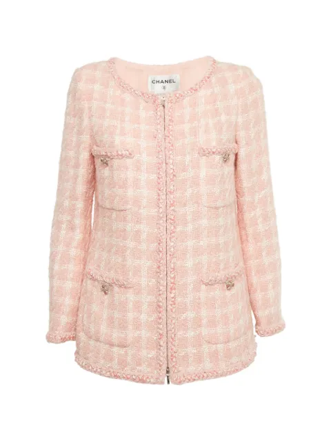 CHANEL Pre-Owned zip-up tweed jacket