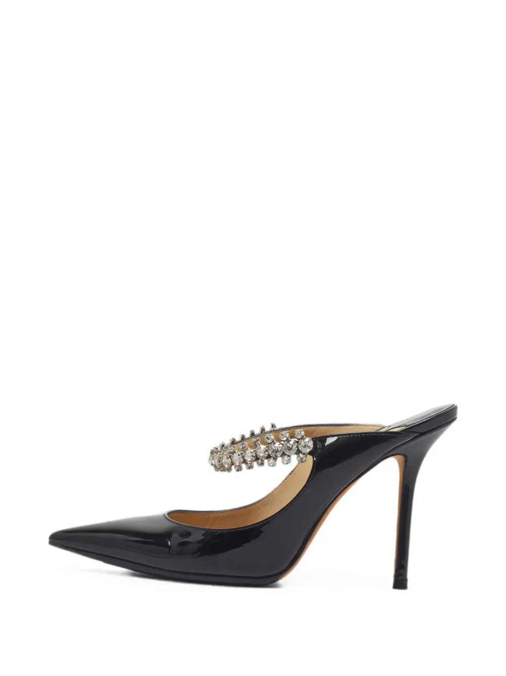 Pre-owned Jimmy Choo Bing Crystal-strap Mules In Black